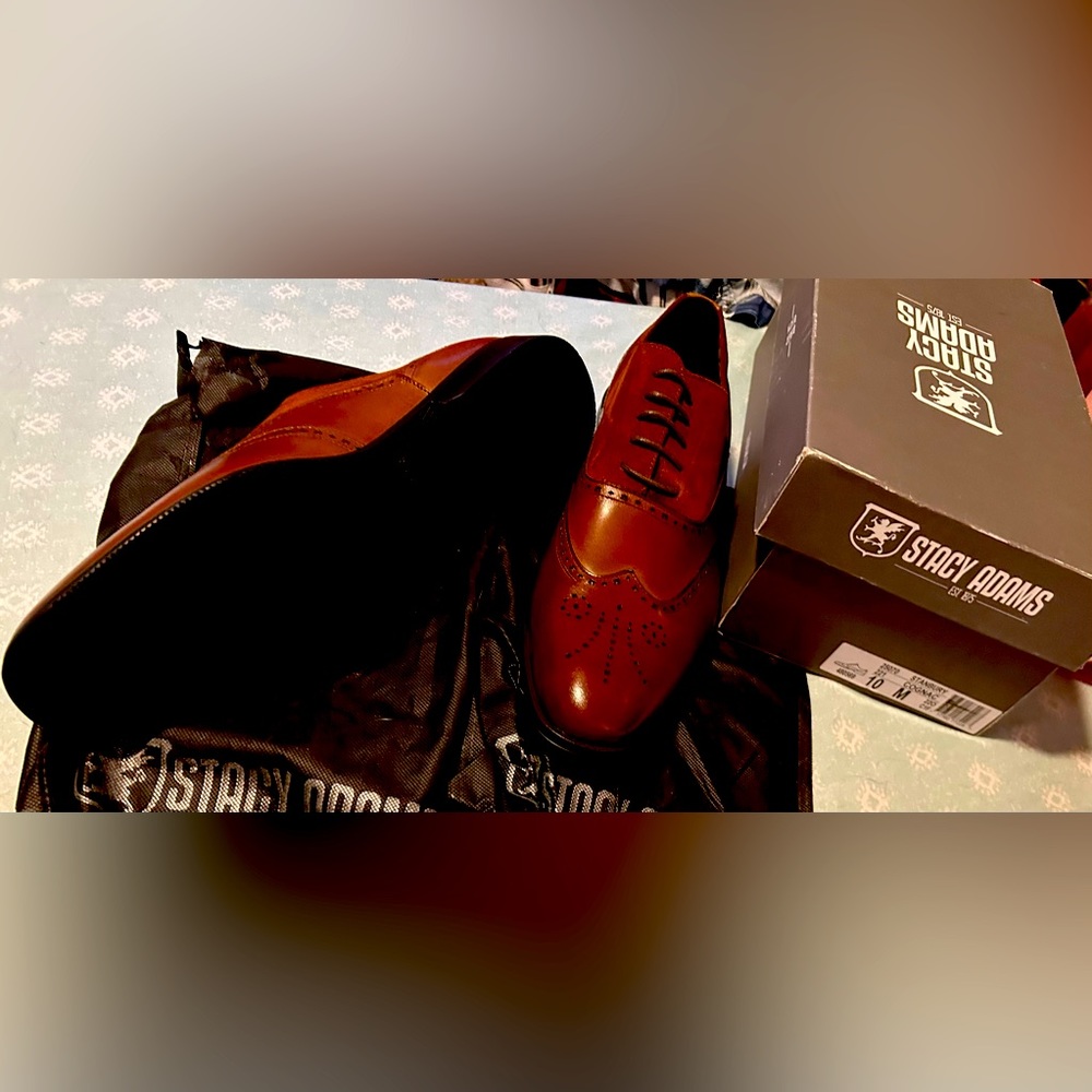 Vintage Stacy Adams Cognac leather Swede 10m
